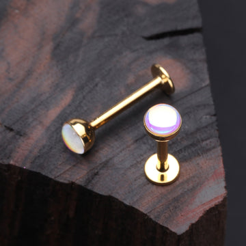 Detail View 1 of Golden Iridescent Revo Sparkle Steel Labret